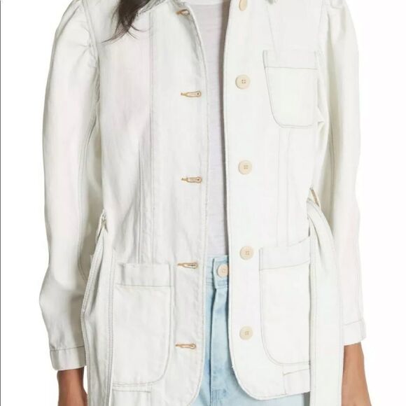 REBECCA TAYLOR LA VIE DENIM BELTED JACKET SIZE M - Picture 2 of 10